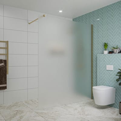FugaFlow Eccelente Vetro inloopdouche badkamer - 160x200cm - mat glas - wandarm - geborsteld messing