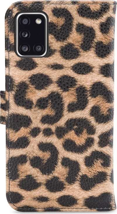 My Style Telefoonhoesje geschikt voor Samsung Galaxy A31 Hoesje | My Style Flex Wallet Bookcase Portemonnee | Pasjeshouder voor 3 Pasjes | Telefoonhoesje voor Pinpas / OV Kaart / Rijbewijs - Leopard | Bruin