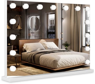 Bayt Make Up Spiegel met Verlichting - Hollywood Spiegel met verlichting - Spiegel met Verlichting - Dimbaar - 5x Vergroting - 58x46cm - Wit