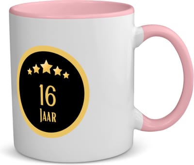 Akyol - 16 jaar koffiemok - theemok roze - Hoera 16 jaar - iemand die 16 jaar is geworden of 16 jaar lang een relatie hebben of getrouwd zijn - verjaardagscadeau - verjaardag - cadeau - kado - geschenk - relatie - trouwdag - jubileum - 350 ML inhoud