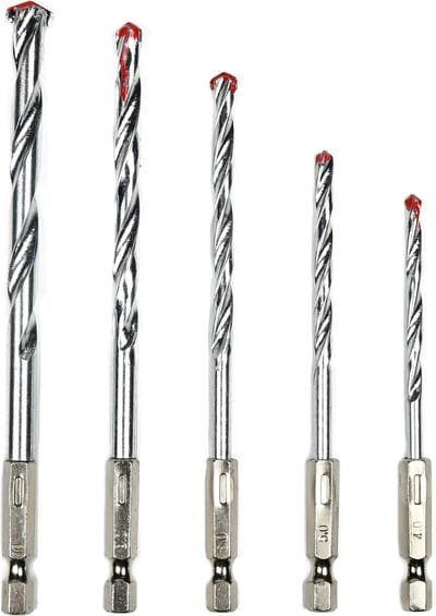 Borenset - steenborenset - 5-delig 4,5,6,8 en 10mm - aansluiting bitset 1/4" hexa