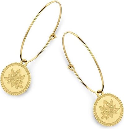 CO88 Collection Celestial 8CE 70047 Stalen Oorringen - Ovaal 25 mm - Lotus - Goudkleurig