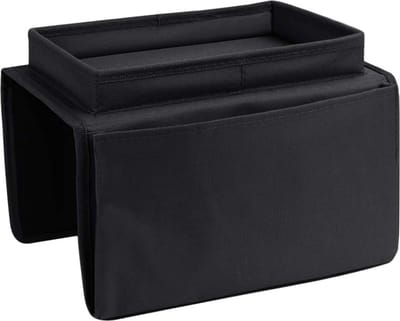 Opbergtas voor bank - Bank Opbergtassen - Armsteun Organizer - Sofa Armrest Organizer met Tray - Bank Tray - met 5 Sleuven-2 Grote Zakken, 3 Kleine Zakken - voor Fauteuil Matrassen Stoel - zwart
