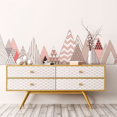 Muurstickers - Decoratie voor slaapkamer/woonkamer - Gigantische Scandinavische bergen muursticker DIAMANTINA - 100x150cm