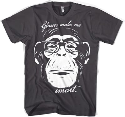 Hybris T-shirt ‘Glasses Makes Me Smart’ donkergrijs