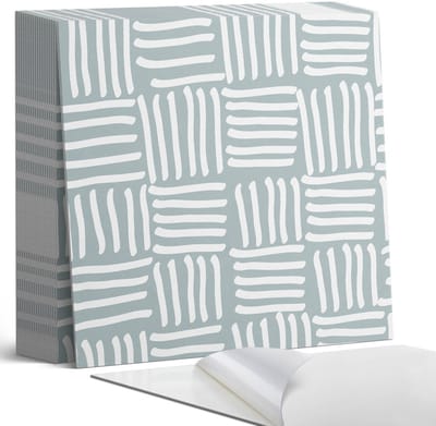 Coloray Plaktegels - Geometrisch lijnenpatroon Zelfklevende Tegels - 20 cm x 20 cm - Grijs Plaktegels - 20 stuks - Vierkant PVC Tegels - Plaktegels Badkamer - Plaktegels Vloer - Vinyltegels Vloer Zelfklevend - Wandtegel Zelfklevend