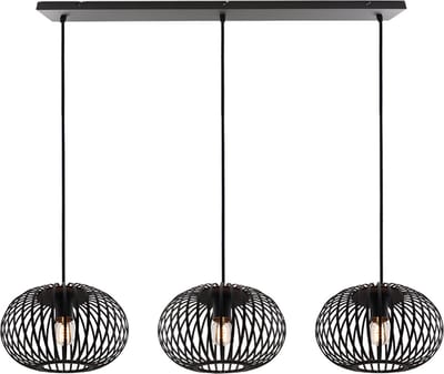Olucia - LIEVE - Hanglamp - Zwart - 3L - Geschikt voor Woonkamer/Slaapkamer/Kantoor/Horeca - Vorm: Rechthoek