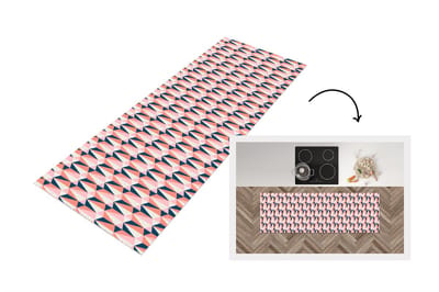 Keukenloper 150x50 cm - Keukenmat vinyl Retro - Patronen - Driehoek - Keukenmatten loper - Keuken vloerkleed tapijt
