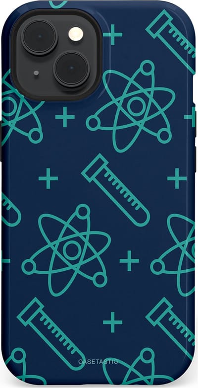 Casetastic hoesje geschikt voor Apple iPhone 15 - MagSafe - Dubbellaagse bescherming - Atomen Creaties - Fashion Case - Donkerblauw Turquoise