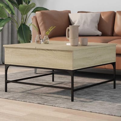 Salontafel - Bijzettafel - Woonkamer Inrichten - Verborgen Opbergruimte - 80x80x45 cm - Sonoma Eiken