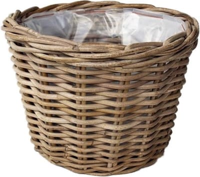 Rotan Bloembak Grey - diameter 25x18 cm