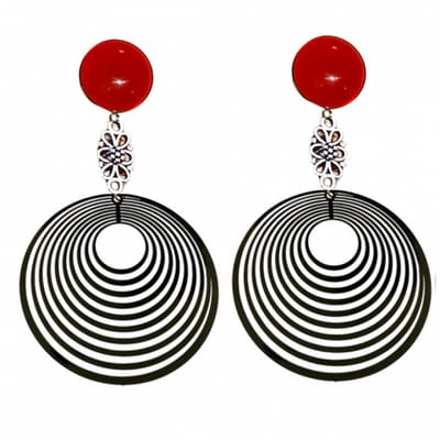 Clip oorbellen- lang- zwart- rood- Jaden- geen gaatje- Charme Bijoux