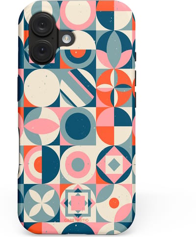 Casetastic hoesje geschikt voor Apple iPhone 16 - MagSafe - Dubbellaagse bescherming - Geonoord - Fashion Case - Crème Petrol Saliegroen Grijs