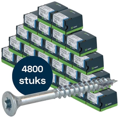 Radix Torx 20 Spaanplaatschroef - Platkop + Snijpunt - 4,0 x 40mm/24 - Verzinkt - Deeldraad (4800 stuks) VOLLE DOOS!