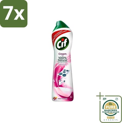 7 x Cif - Badkamer & Keuken - Schuurmiddel - Cream Pink Flower - 500 ml - Grootverpakking - Schuurmiddel - Schuren - Reinigen - Vuil Verwijderen - Vet Verwijderen