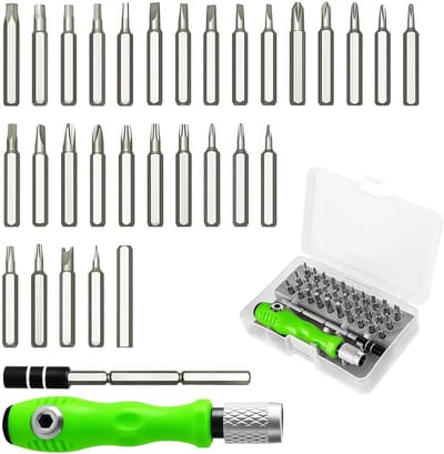 Precisie Schroevendraaier Set - Fijne Bits - Elektronica Reparatie - 32 Delig Ratel - 32 Stuks - Groen