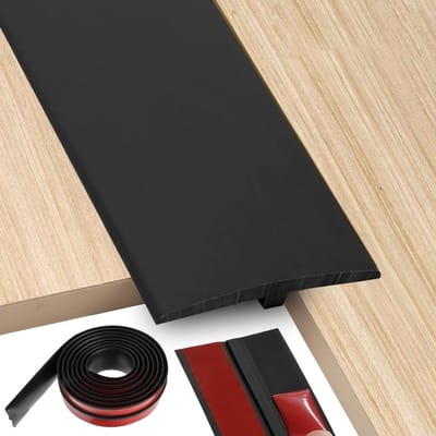 T-profiel 5 x 300 cm voor vloerovergang, zelfklevend PVC deurdrempel, aanpasbaar voor parket en laminaatvloeren (zwart)