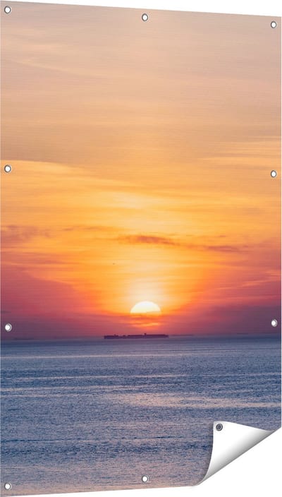 Gards Tuinposter Zonsondergang in de Noordzee - 80x120 cm - Tuindoek - Tuindecoratie - Wanddecoratie buiten - Tuinschilderij