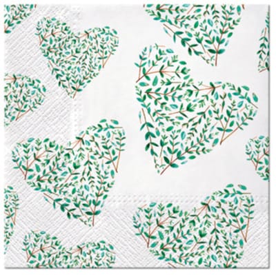 Dekoratief | Pakje 20 servetten 'Floral Hearts', 33x33cm | A702189