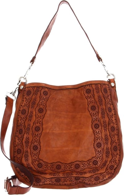 CAMPOMAGGI Leren Schoudertas Shoulder Bag Cognac Terracotta