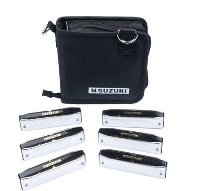 SUZUKI bluesmaster Harp Set 6 Harps incl. softcase - Mondharmonica