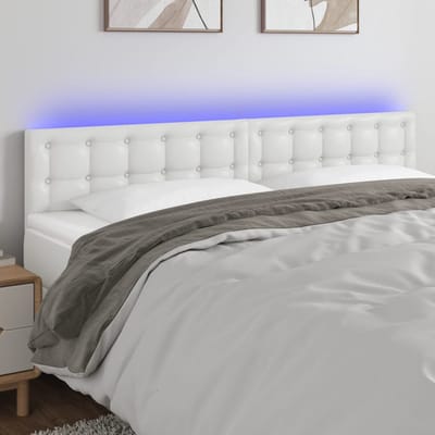 vidaXL - Hoofdbord - LED - 160x5x78/88 - cm - kunstleer - wit