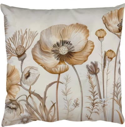 Sierkussens - Kussentjes Woonkamer - 50x50 cm - Bloemen - Beige - Natuur - Illustratie