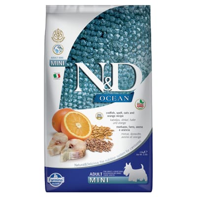 3x2,5kg Ocean Low Grain Adult Mini Kabeljauw en Sinaasappel Farmina N&D