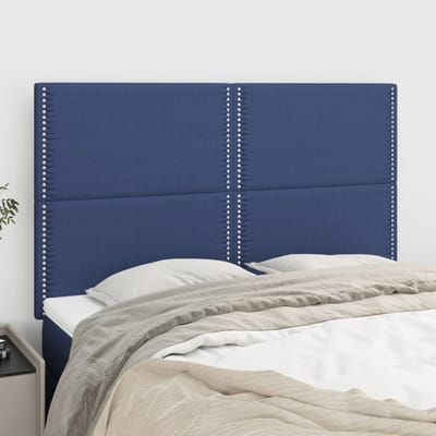 vidaXL - Hoofdbord - blauw - 144x5x118/128 - cm - stof