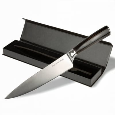 KitchenBrothers Koksmes - 20cm - Professioneel Keuken Mes - Japans Snijmes - Ergonomisch handvat van Pakka Hout - RVS