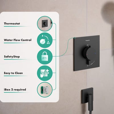 Hansgrohe Ecostat Comfort E - Thermostatische inbouwkraan, geborsteld zwart chroom 33710340