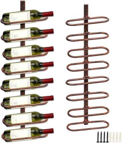 MMP®Wijnrek Muur - Wijnrek - Hangend - Wijnhouder voor 8 Flessen - Hangrek - 10x26x41cm - Vintage Koper