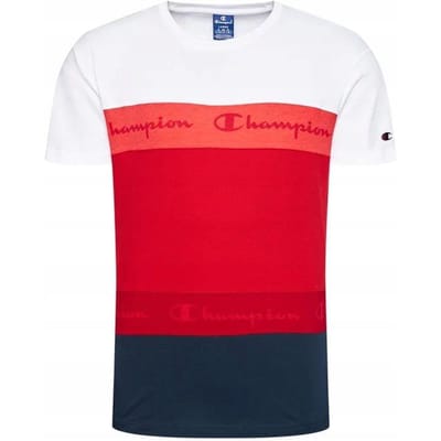 Y3734 T-shirt Champion Rayure Dégradée 215948 Coupe Régulière Xs/S red