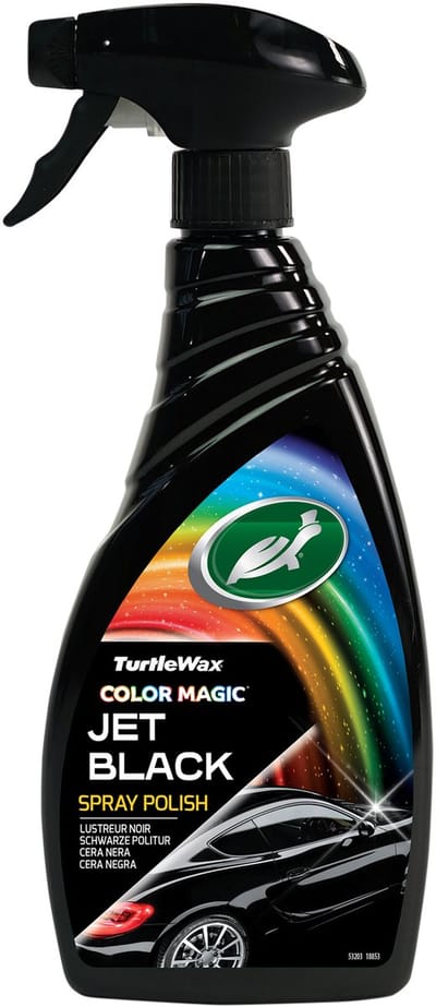 Turtle Wax Hybrid Jet Black Spray Polish - Verwijdert snel onvolkomenheden - Voor een zwart eindresultaat - Helpt glans te behouden - Maximale bescherming door synthetische polymeren - 500ml