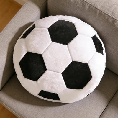 Zachte Pluche Voetbal Kussen 45 cm, Knuffel Kussen voor Jongens, Ruimtelijke Decoratie en Voetbal Cadeaus, 45 x 45 cm