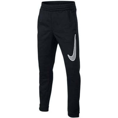 Nike Logo Print Elastische Taille Fleece Gebreide Sportbroek Kinderen bottoms Zwart 939543-010 S gray