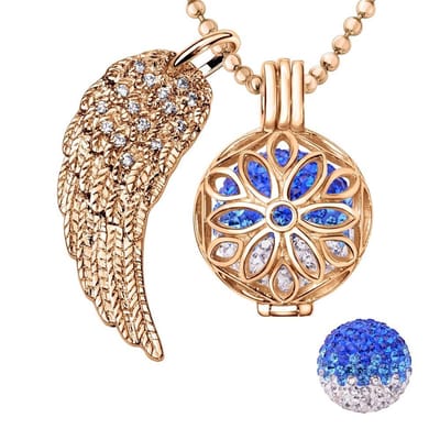 Engelenroeper 18mm Bolhouder met Ketting 90cm en Bolletje - Dames - Roségoudkleurig Bloem - EBS18131