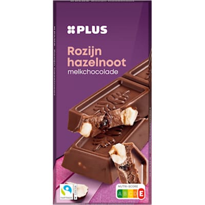 Chocoladereep melk rozijn hazelnoot FT