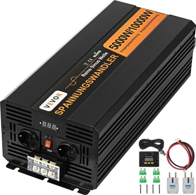 VEVOR DC 24 V Solar 5000 W Zuivere Sinusomvormer Zonnelader Uitgang AC 230 V met Oplader 50 HZ Piekvermogen 10000 Watt