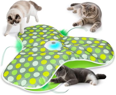 carmdering - Interactief Kattenspeelgoed - Elektronische Muis Met Veren - Slim Speeltuig - Realistische Muizengeluiden - Drie Intelligente Modi - Duurzame Stoflaag - Ultra-Stiele Werking - Geschikt Voor Tapijt En Tegels - 1 Stuk