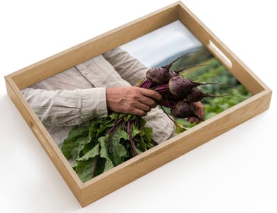 Dienblad hout 40x30 cm - Schootdienblad - Bieten - Vers - Moestuin - Borrelplank rechthoek - Plateau dienbladen