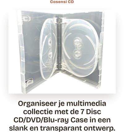 Dailygoods- DVD Case 27mm - 7 Disc Houder - Pack van 5 - Slimme Opbergoplossing - Transparant Ontwerp - Voor CD/DVD/Blu-ray - Multimedia Case