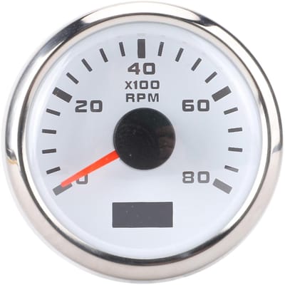 Toerenteller met Urenteller - Toerentalmeter Gauge - Motorprestaties Monitoren - Niet-resetbare Urenteller - 8000 RPM - Wit