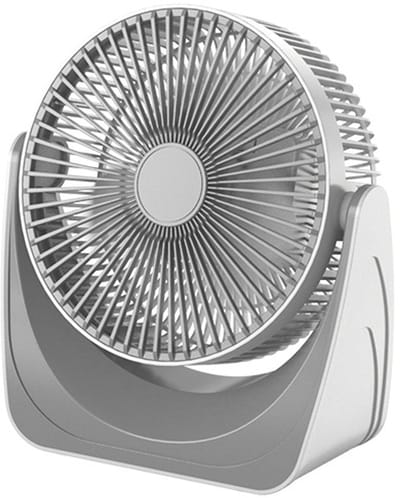 Witte, draagbare bureauventilator, stille werking, 3 snelheden, 90° verstelbare kantelhoek, wit, 20*8,5*21,5 cm