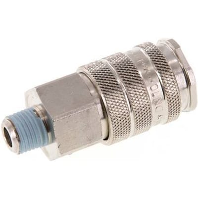 Vernikkeld Messing DN 10 Luchtkoppeling Snelkoppeling R 1/4 inch Buitendraad - CLS10-M-BN-014