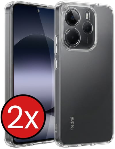 Hoesje - 2 Stuks - Geschikt voor Xiaomi Redmi Note 14 5G - Sterk & Shockproof - Telefoonhoes - Back Cover - Case Siliconen - Telefoon Hoes - Transparant