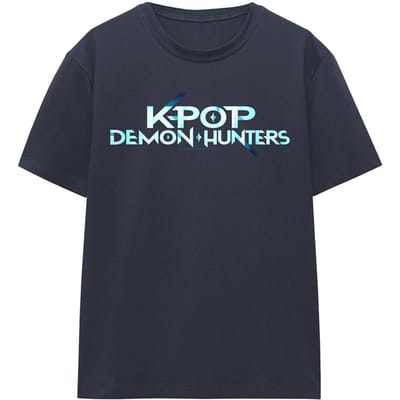 K-Pop Demon Hunters Dames/Dames Kleur Logo T-Shirt (Deep Navy)