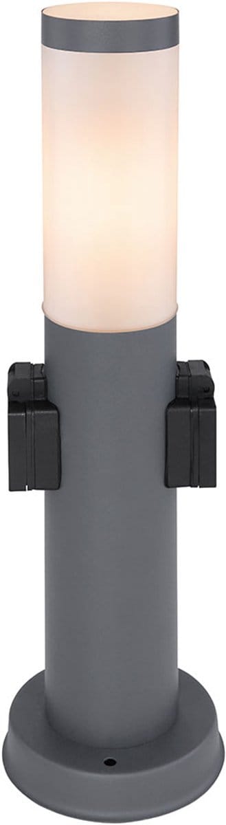 Staande lamp buitenlamp met fitting RVS Staande lamp tuinpad, opaal antraciet, 1x E27 fitting, DxH 12,7x45 cm
