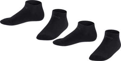 Esprit Foot Logo 2-Pack kort eenkleurig katoen multipack sneakersokken enkelsokken kinderen zwart - maat 23-26
