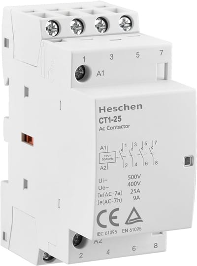 Dailygoody - AC contact - 4-polig - 25A - Normaal open - Voor DIN-rail montage - 12V spoel spanning - Geschikt voor elektrische systemen - Compact for..